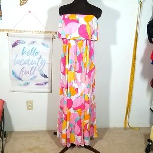 BNWT Barbiecore Japna Strapless Maxi Dress Pink Bubblegum size Small